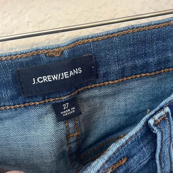 J Crew Denim Jean Pants 9 Inch High Rise Toothpick Distressed Blue size 27 - Picture 6 of 10